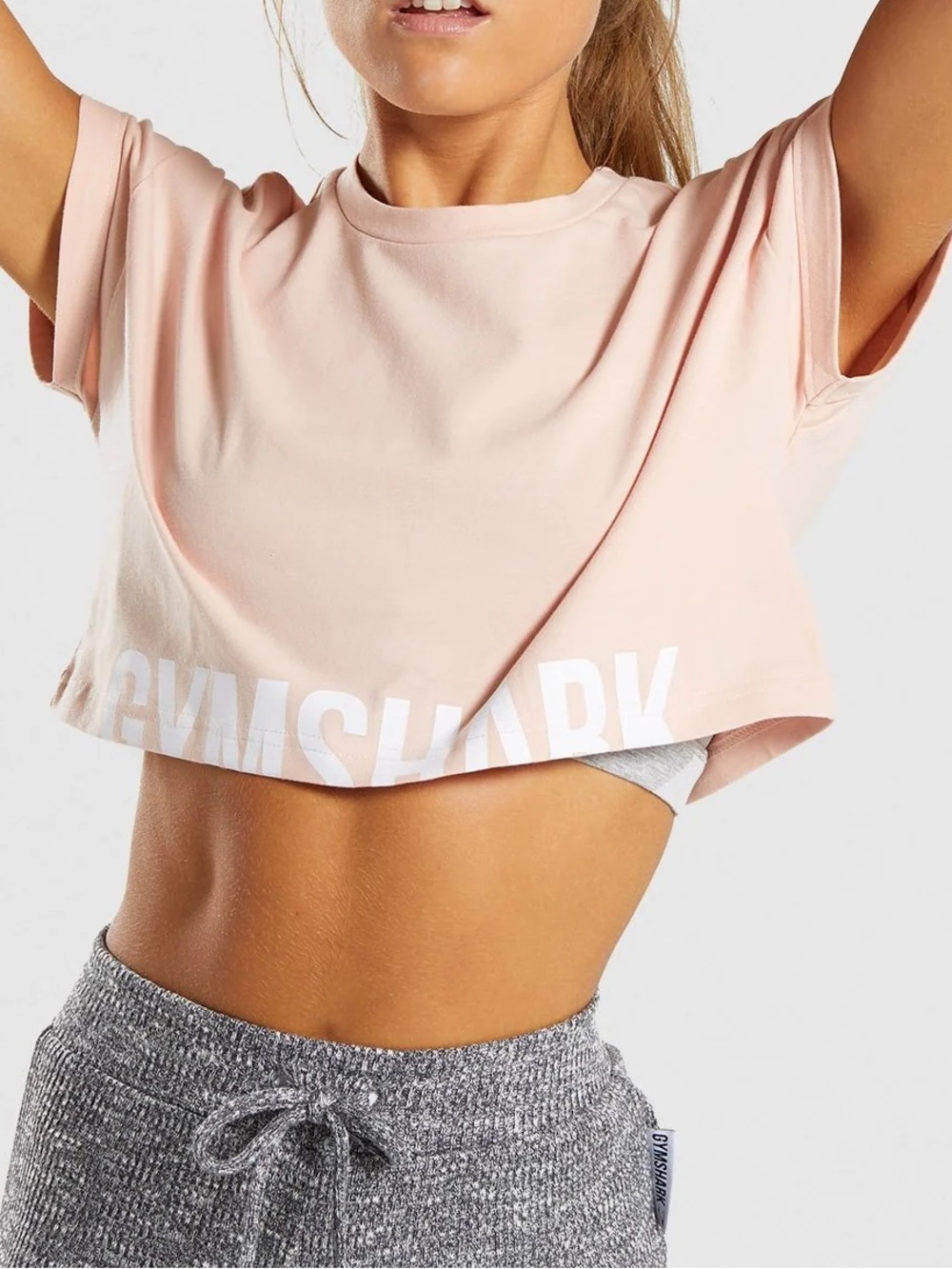 Gym Shark Fraction Cropped Boxy Fit Athletic
Blush Pink Shirt Top EUC Size Small